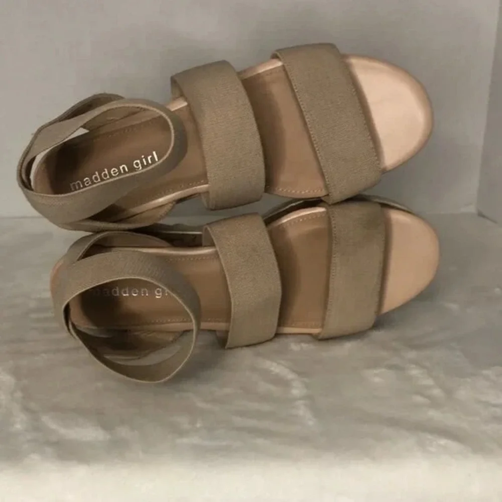 MADDEN GIRL Bandi Elastic Cork Wedge Platform Sandal‎ Beige Women's Size 7M